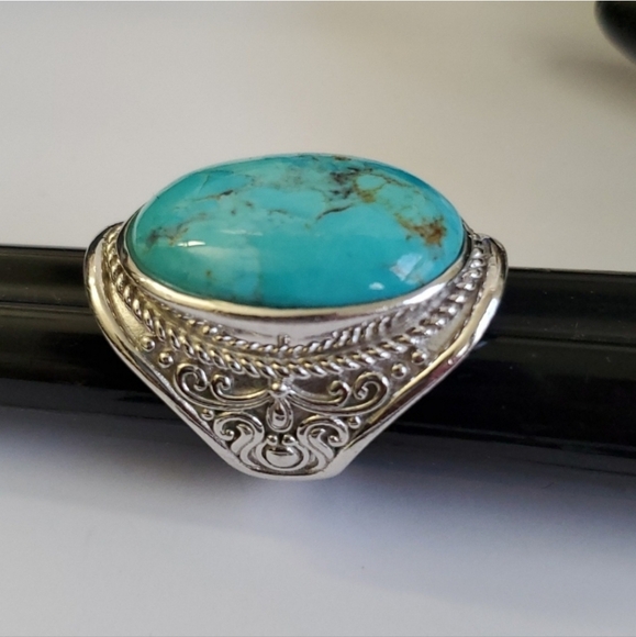 ‘Azure Native Majesty’ Sterling Silver 925 Large Turquoise Ring